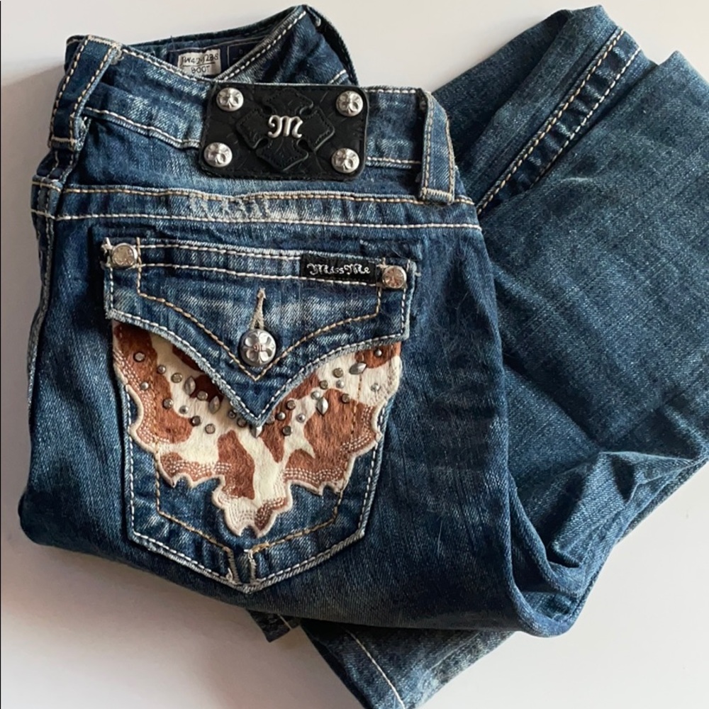 MissMe Cowprint Jeans Size 27 - excellent cond!